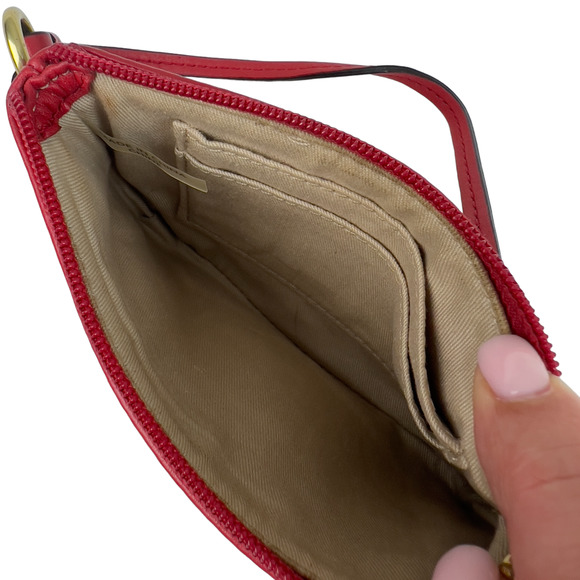 Coach Pebble Leather Wristlet Red - Picture 10 of 10
